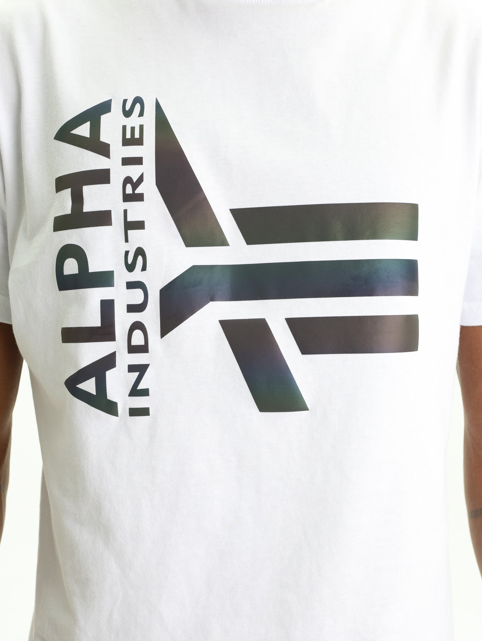 Alpha Industries T-Shirt Half Logo Rain White